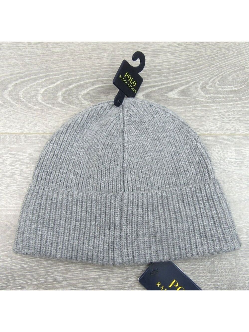 Polo Ralph Lauren RL Embroidered Bear Grey Beanie Cap One Size Fit NEW - Picture 5 of 10
